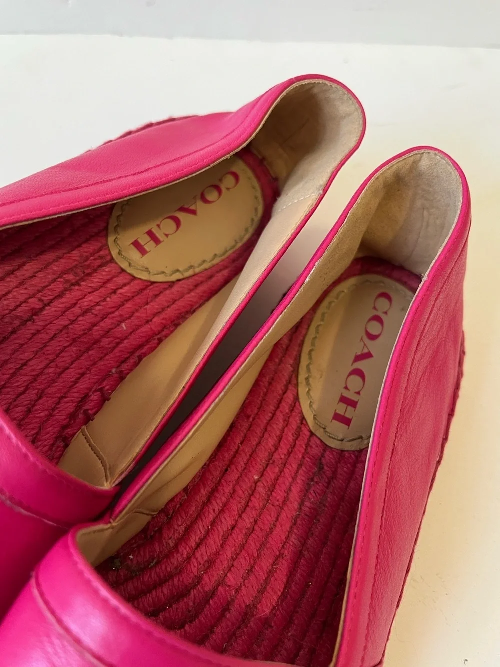 Coach Charlie Pink Leather Espadrille Slip-Ons Size 8B